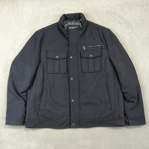 Black Rivet Wool Blend Field Jacket Mens XXL Black Quilted Lined Military Coat — photo 2
